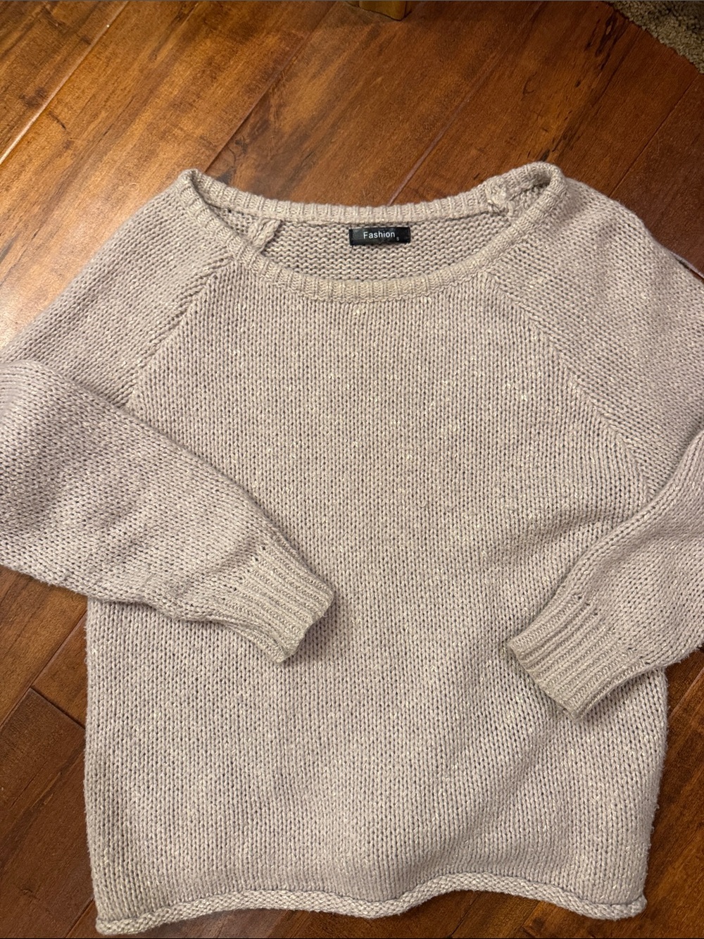 Neutral Cream Crewneck Knit Sweater